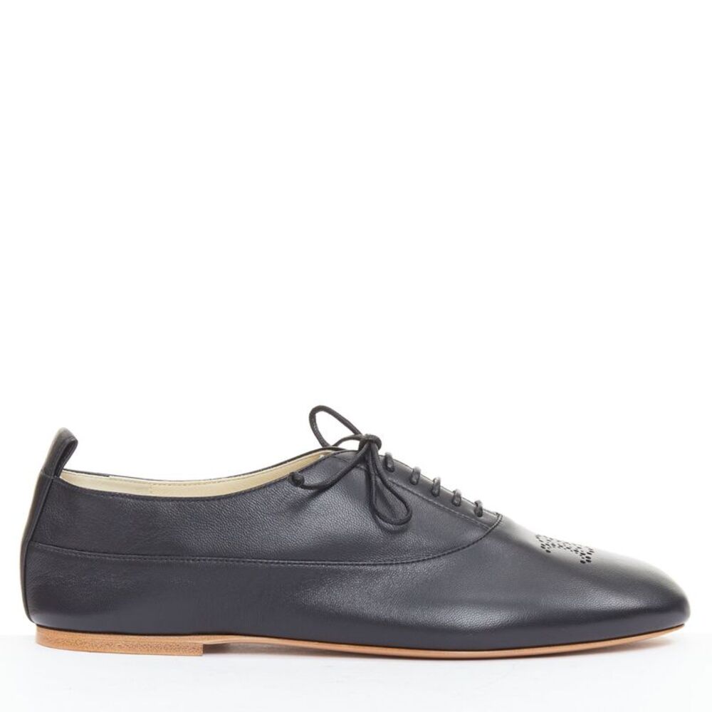 Celine Lise Triomphe Richelieu leather flat oxfords